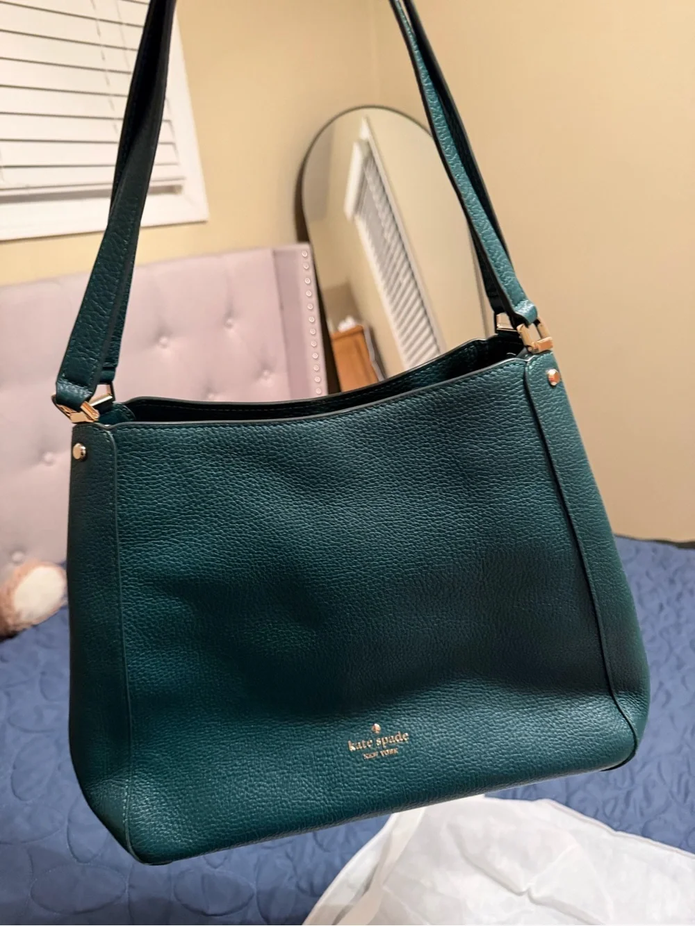 kate spade Teal Green Pebble Leather Shoulder Bag